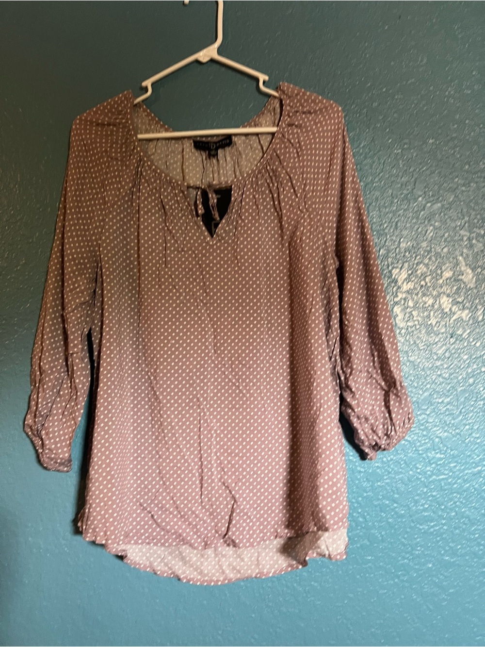 Fred David Mauve Polka Dot Peasant Blouse
